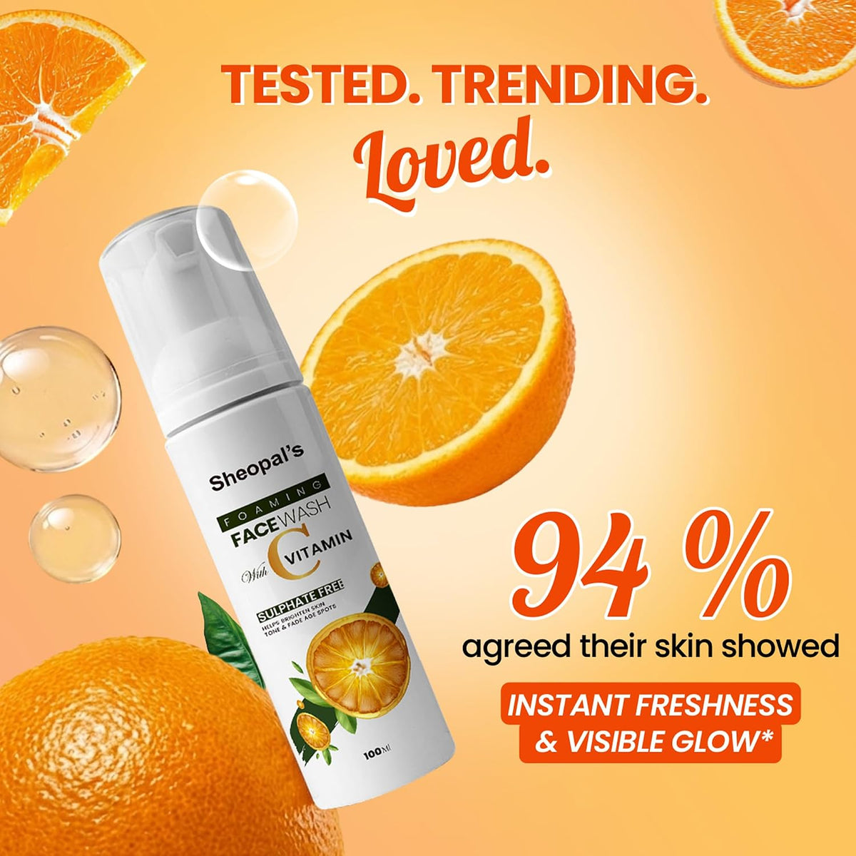 Sheopals Vitamin C Foaming Face Wash | For Acne-Prone Skin & Brightening | With Turmeric, Vitamin C, Aloe Vera & Neem | Gentle Deep Cleanser for Glowing Skin –