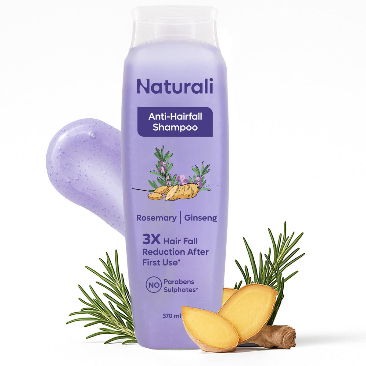 Naturali Anti Hairfall Shampoo | 3x Hair fall Control | With Rosemary, Biotin and Ginseng | No Sulfate No Paraben | Rosemary Shampoo for Hair Growth | 370 ml 37