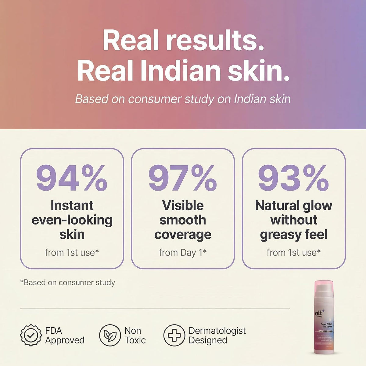Super Shield BB Serum | Tinted BB Cream Serum for Natural No-Makeup Look | Mineral Sun Protection with Zinc Oxide | Niacinamide & Vitamin C for Glow | Lightweig