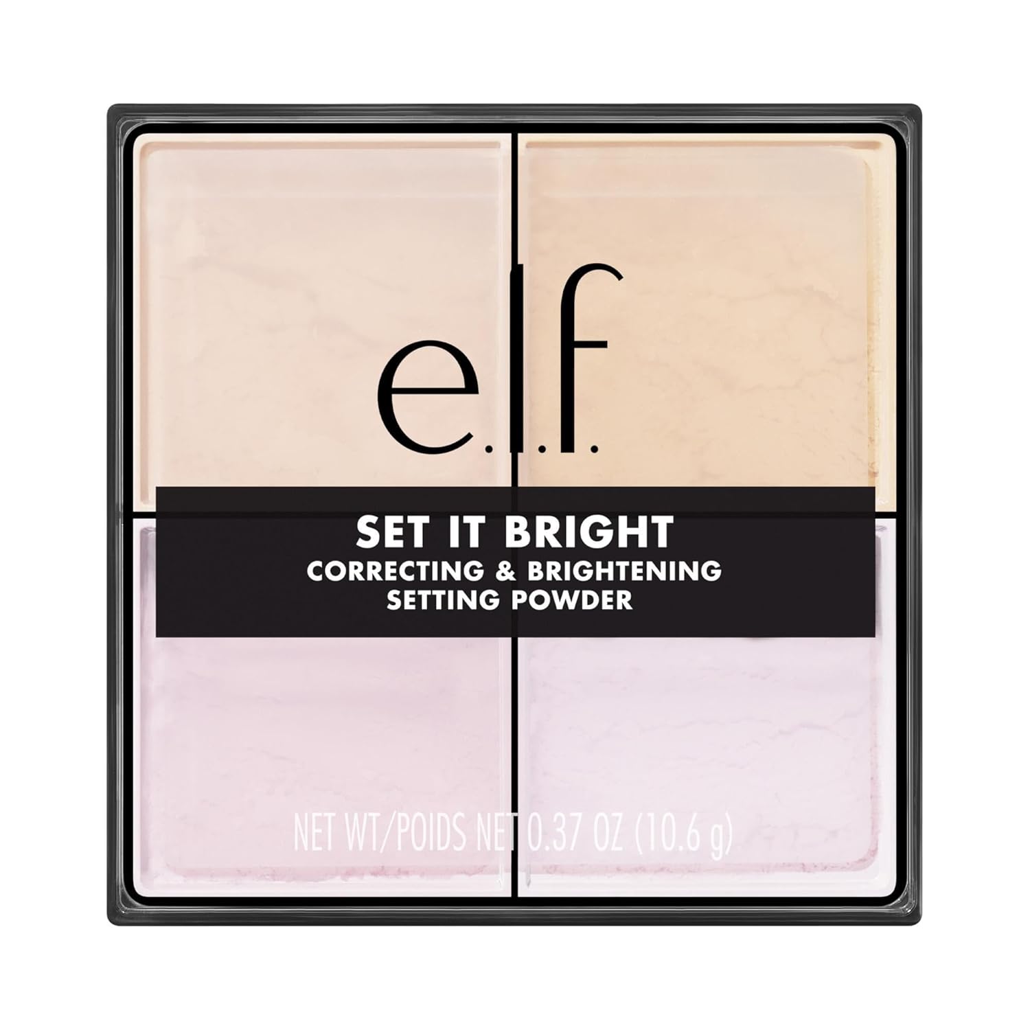 e.l.f. Set it Bright Powder Quad, Brightening Loose Setting Powder, Bakes, Blurs & Sets for Soft-Matte Radiance, Velvet Puff Included, Vegan & Cruelty-Free, Light-Medium