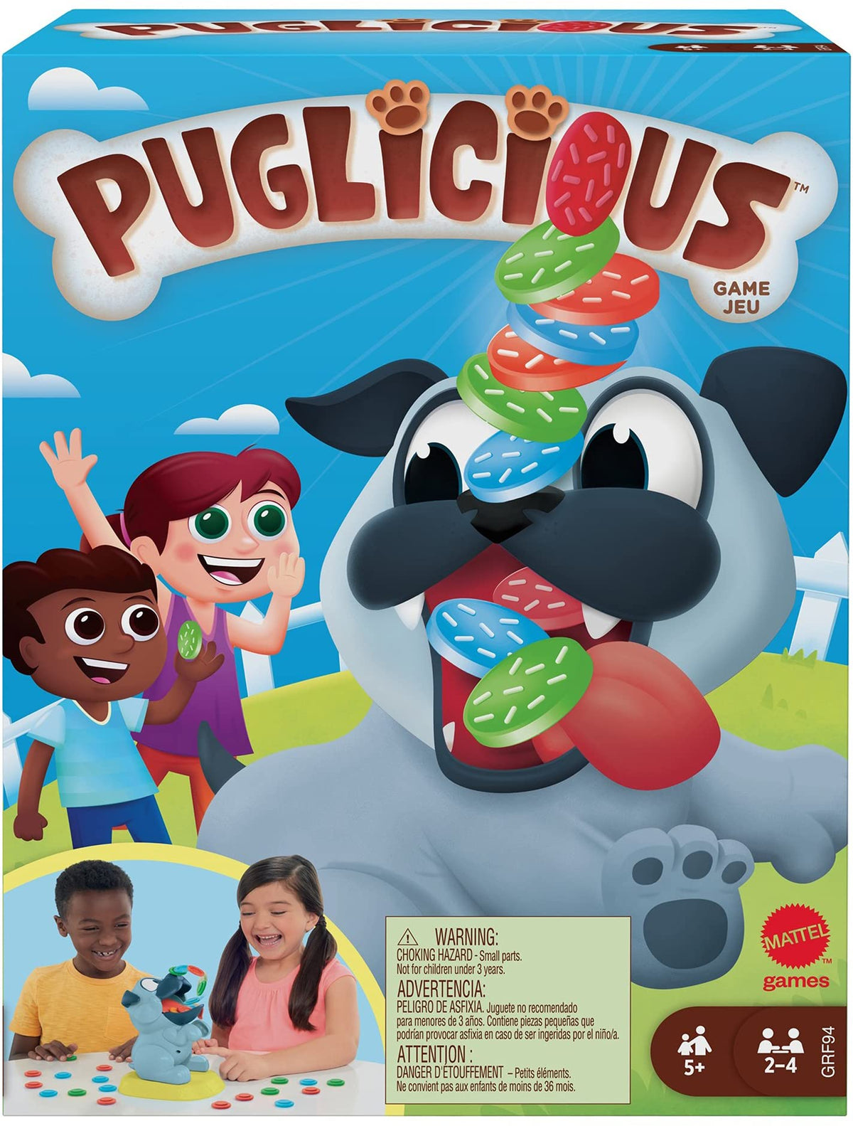 Mattel Games GRF94 Puglicious Game for Children, Stacking Game with Dog Treats for the Hungry Dog, Gift for Children from 5 Years