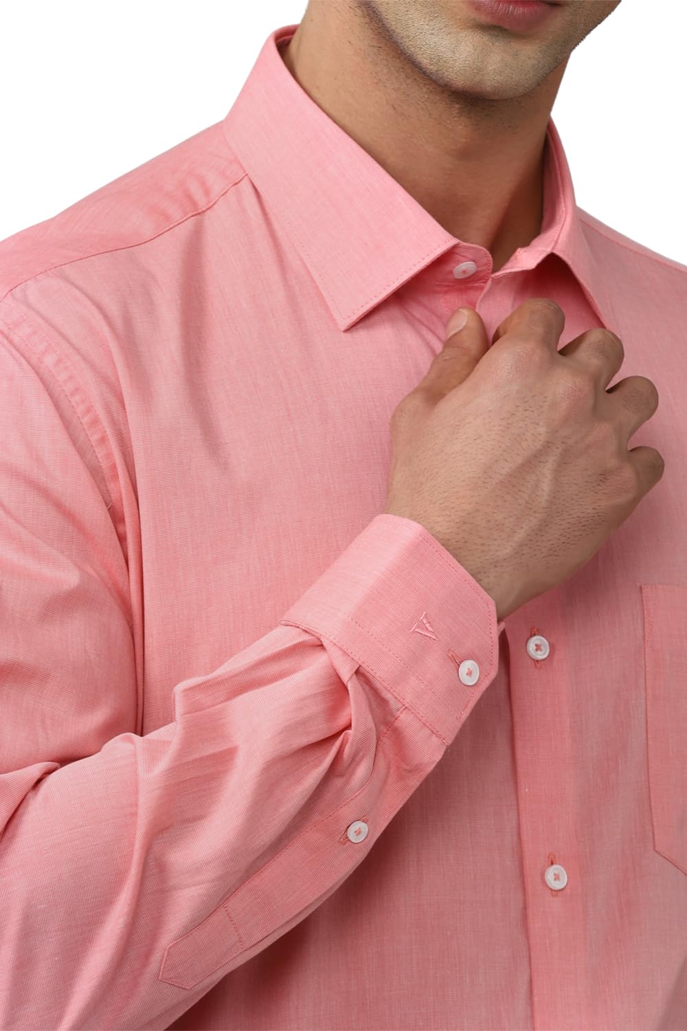 Van Heusen Men Cotton Solid Regular Fit Shirt 39 Salmon