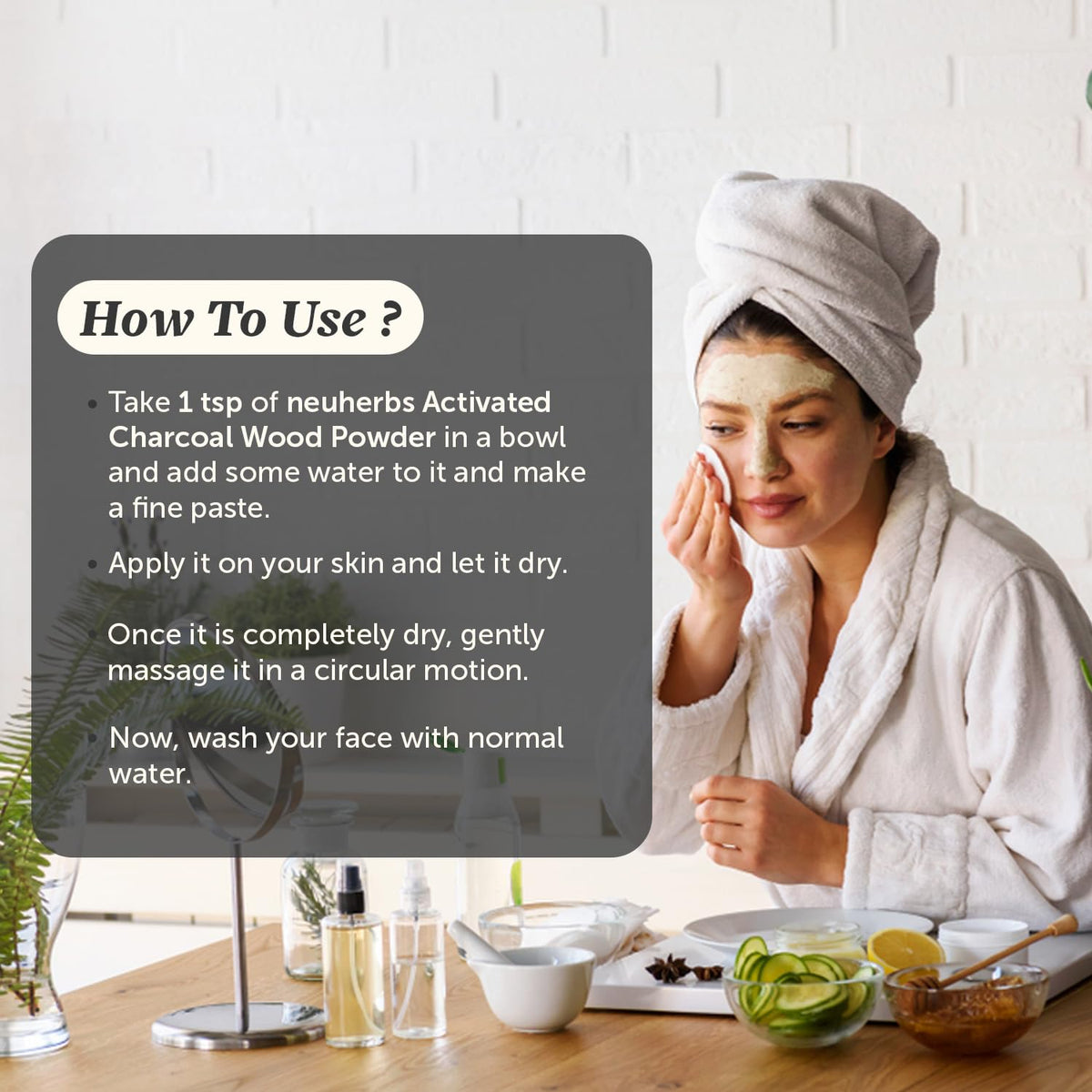 Neuherbs Activated Charcoal Powder 100g | Natural Face Pack for Deep Cleansing, Oil Control & Skin Purification | Removes Dead Skin Cells | 100% Pure & Natural