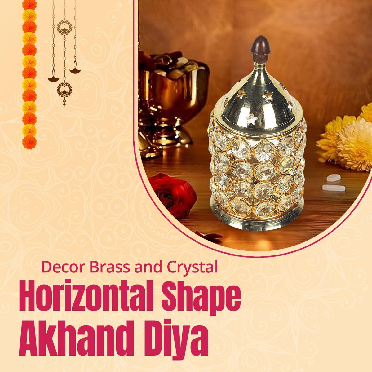 Klassic 4.5 Inch Swastik Akhand Diya with Borosilicate Glass Shade | Pure Brass Oil Lamp for Mandir, Daily Puja, Pooja Room, Diwali, Prayer, Wick Holder Festive