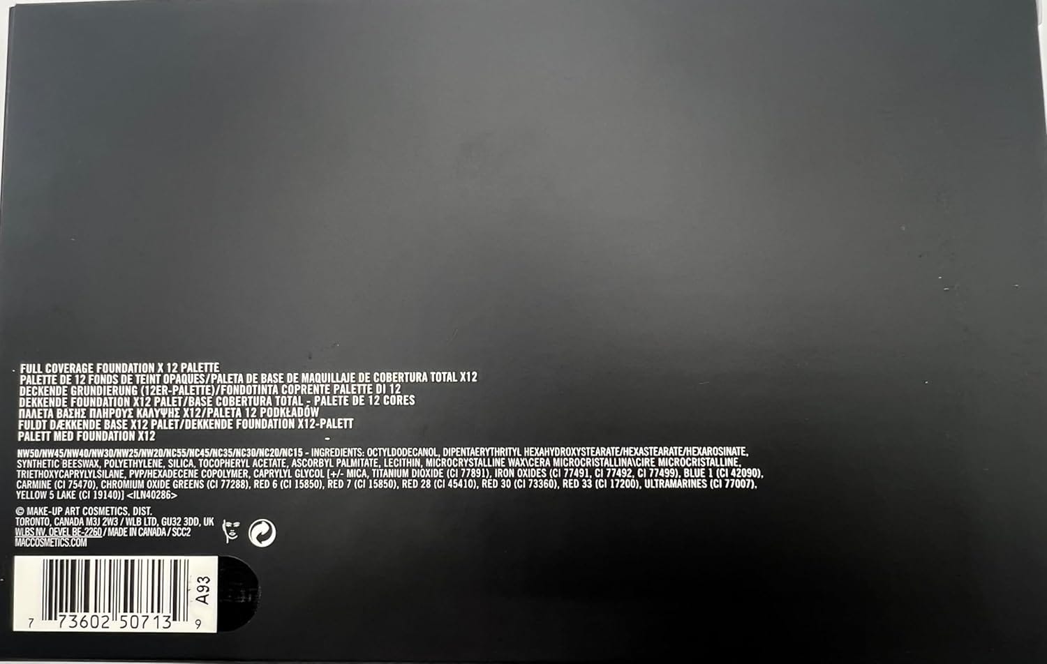MAC Full Coverge Foundation x 12 Pro Palette - 1 oz / 30 g