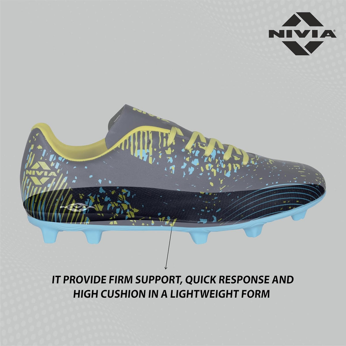 Nivia Goal Power Football Stud Shoe Foe Men/Sports and Soccer Shoe/Comfortable and Lightweight Navy Blue/Sky Blue 10 UK