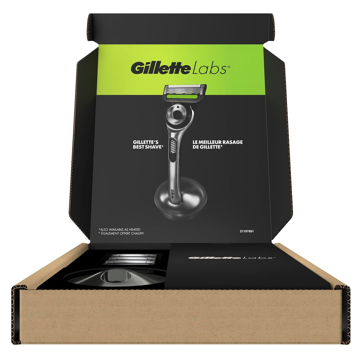 Gillette Mens Razor with Exfoliating Bar by GilletteLabs, Shaving Kit for Men, Includes 1 Handle, 4 Razor Blade Refills, 1 Premium Magnetic Stand Compatible,Mag