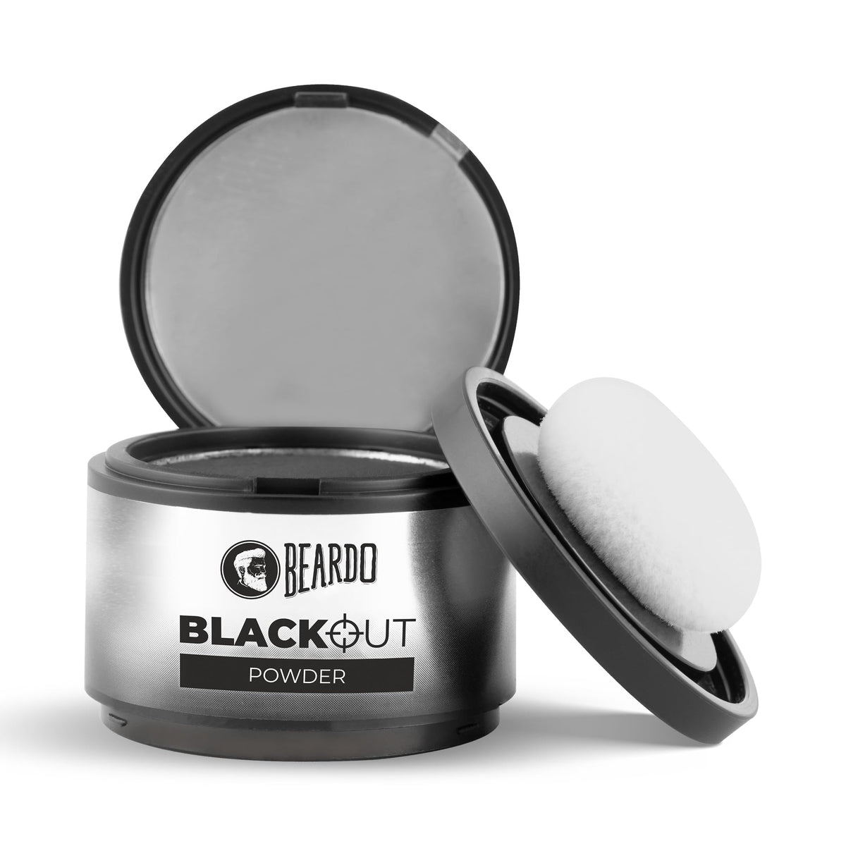 Beardo Blackout Hair Powder 4g - Black | Root Touch Up for Grey Hair | Instantly Covers Grey Roots, Beard Patches & Bald Spots | Thick Black Fiber Hairline Powd