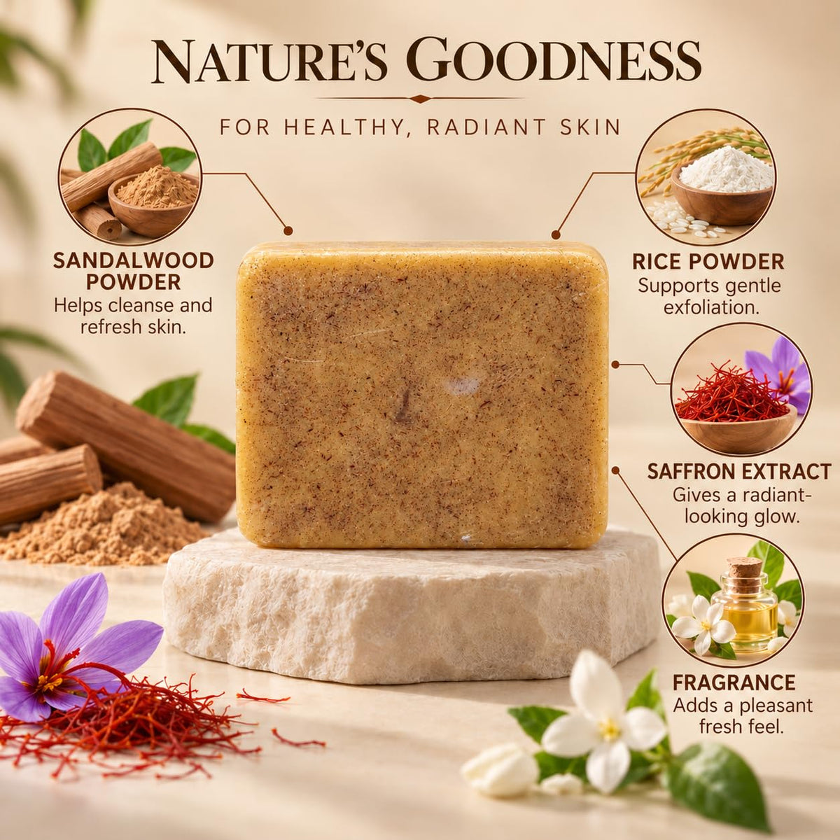 Magic Bath Soap with Sandalwood and Saffron, 100 Gms, Pack of 3