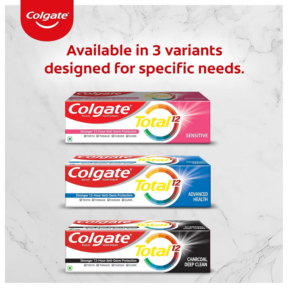 Colgate Total Whole Mouth Health, Antibacterial Cavity Protection Toothpaste, 120gm + 120gm (Advanced Health, Saver Pack)