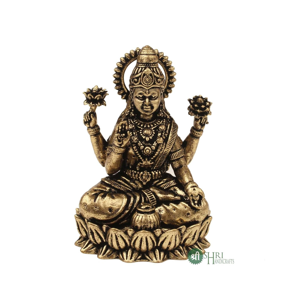 INDICAST Brass 2" Goddess Maa Laxmi Idol Murti Statue for Home and Office (5x3x2 cms, 40gm) Brass (40gm_2")