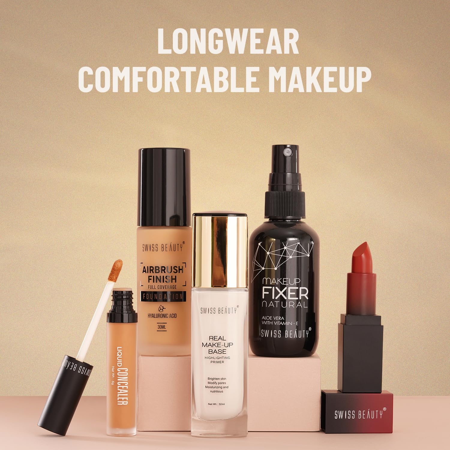 Swiss Beauty Real Makeup Base Highlighting Primer| Skin-Hydrating Poreless Primer With Natural Glow Finish For Face Makeup |Shade - 01 Natural Tint, 32Ml