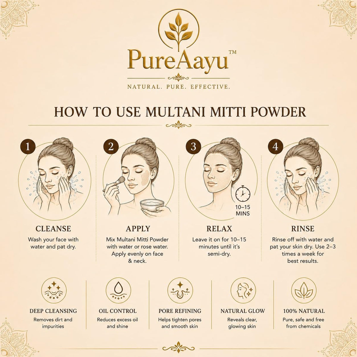 Natural Multani Mitti Powder 250g | Fuller’s Earth Clay for Face Pack & Hair Pack | Deep Cleansing Face Care for Oily Skin, Dirt & Excess Sebum | Skin & Scalp C