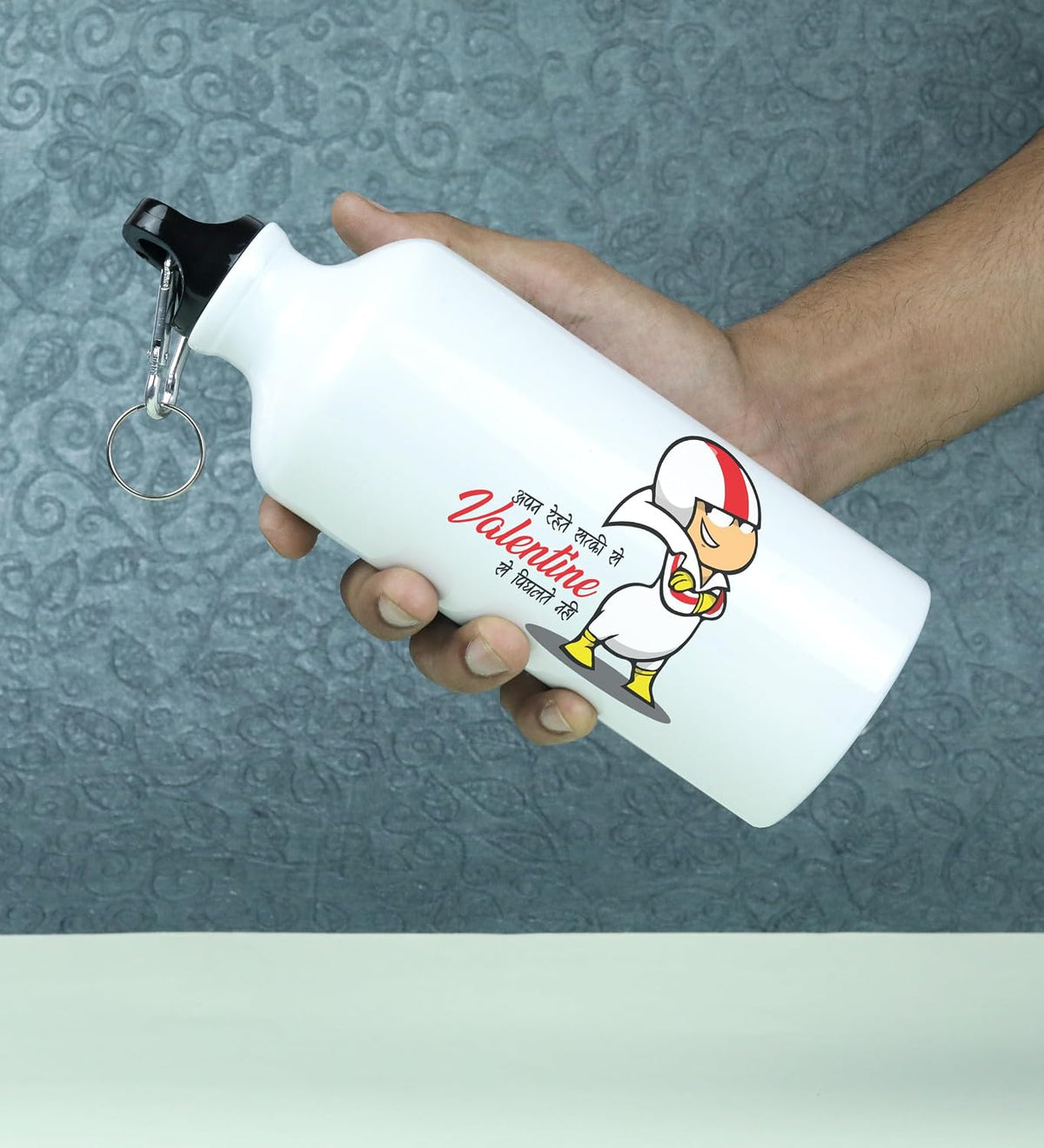 Valentine's Doesn’t Matters: Aluminium Sipper Bottle With Holding Hook, Gift For Singles