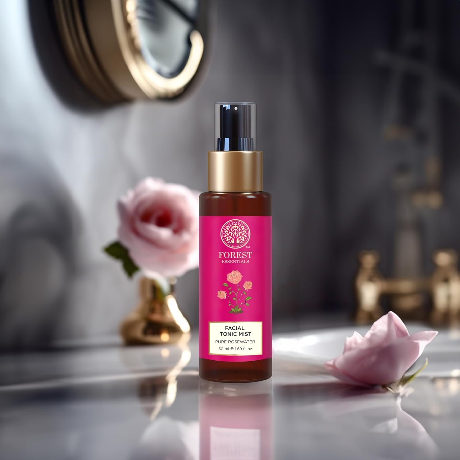 Forest Essentials Facial Tonic Mist with Pure Rosewater | Hydrating Steam Distilled Ayurvedic Toner for Fresh, Dewy Skin | Minimises Pores & Refreshes Skin