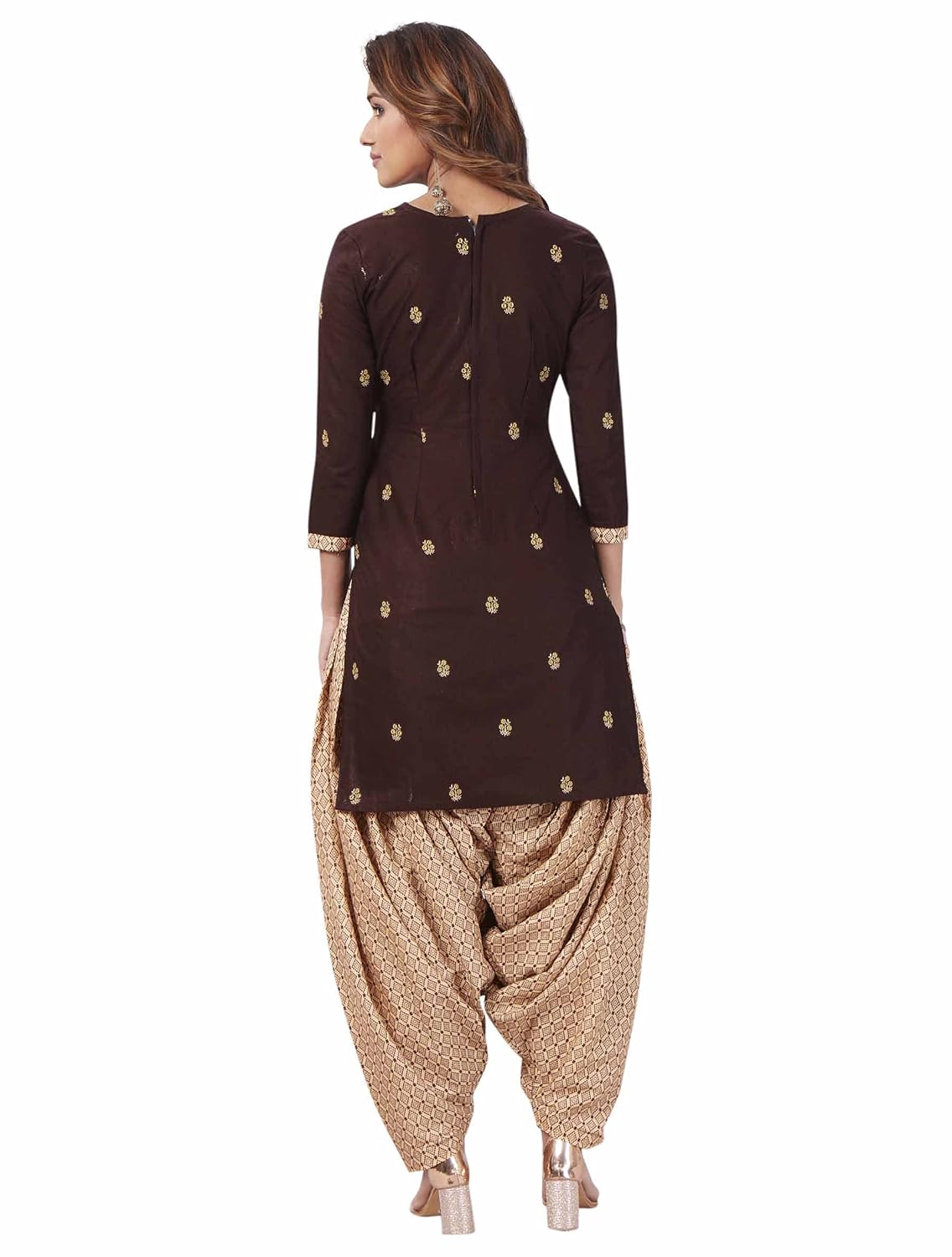 Miraan Cotton Printed Readymade Salwar Suit For Women (BANDCOLOR936) XL Brown
