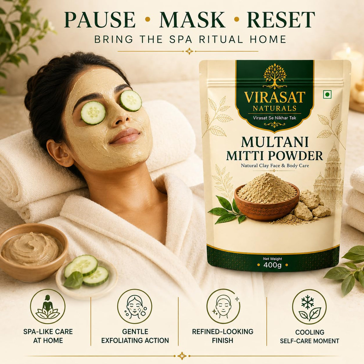 Multani Mitti Powder 400g, Natural Clay