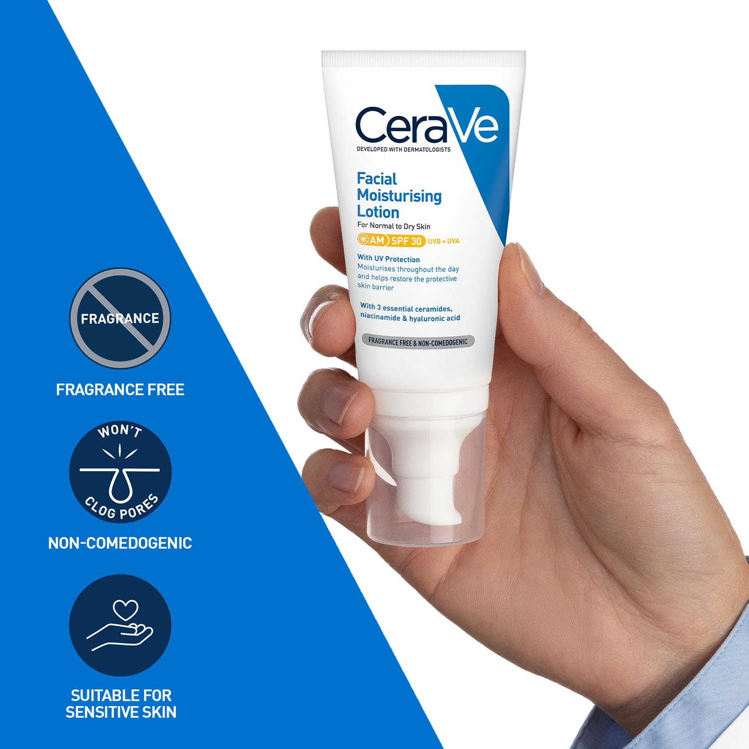 CeraVe AM Facial Moisturizing Lotion For Normal to Dry Skin (52ml) - Broad Spectrum SPF 30 Sunscreen | Non-Comedogenic, Paraben-Free And Fragrance-Free Lotion