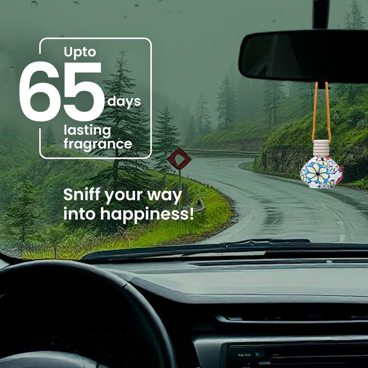 Sugandhim Mahak Champa Car Air Freshener, Hanging Perfume Bottle Scent Diffuser for Cars, Natural Floral Fragrance Oil - Lasts 65 days, 15 ml x 1 bottle,Non Alc