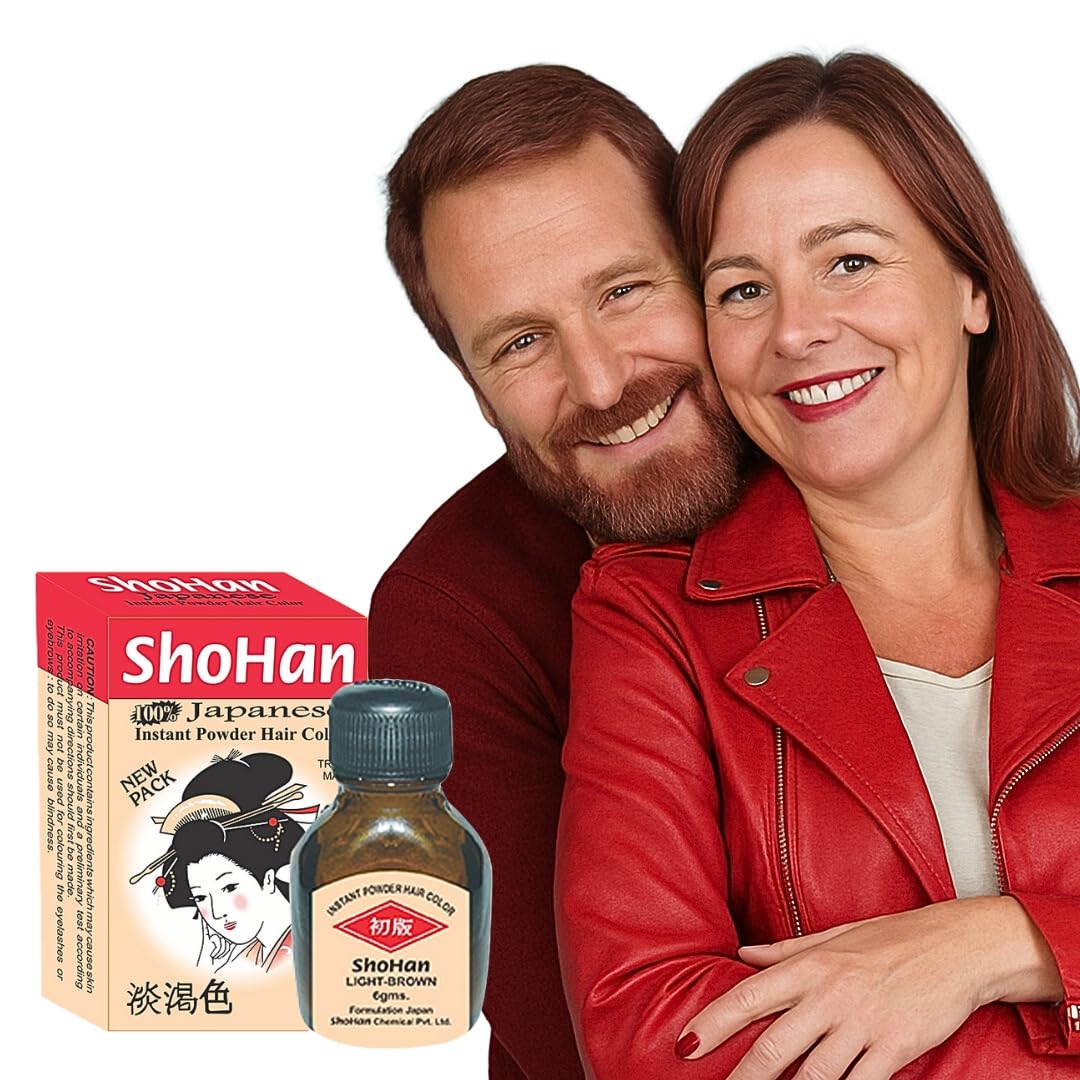 ShoHan Japanese Light Brown Hair Dye - MINIMUM BUY 6PC - 40+ Days Instant Colour Touch Up - Permanent Colour for Women - Powder For Men - Dye For Women Ammonia