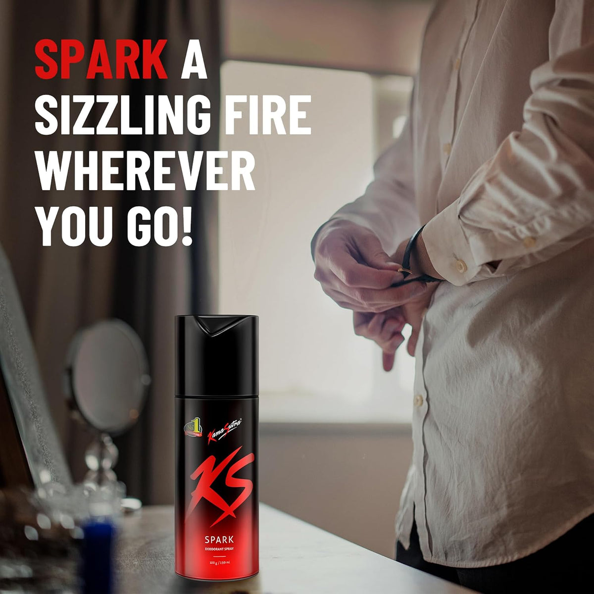 KamaSutra Men Spark Deodorant Spray | Fresh Long-Lasting Aroma | 150ml Each (Pack of 3)