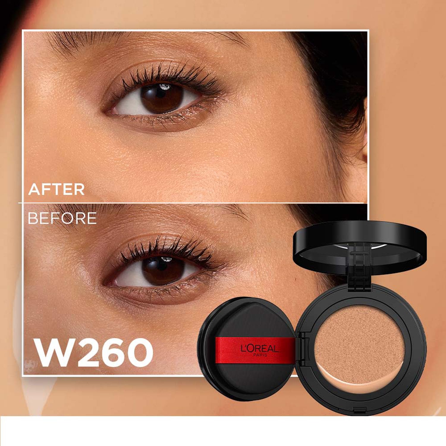 L'Oreal Paris Infallible Cushion Foundation, 24Hr Full Coverage, Glass-skin finish, No Oxidation, Shade 260, 11g