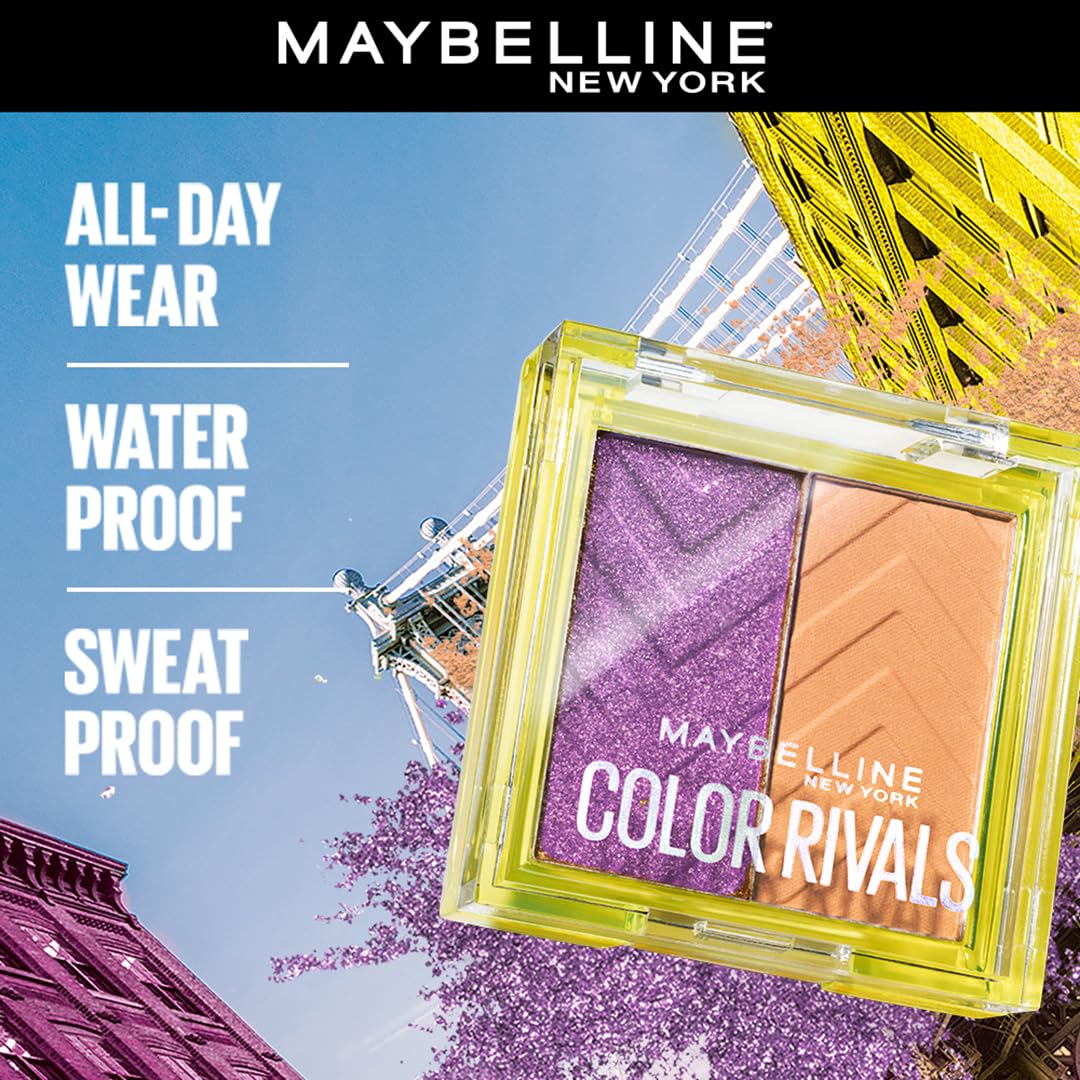 Maybelline Color Rivals Longwear Duo Eyeshadow: Spontenous x Purposeful | Long lasting, Sweatproof, Waterproof, 3g