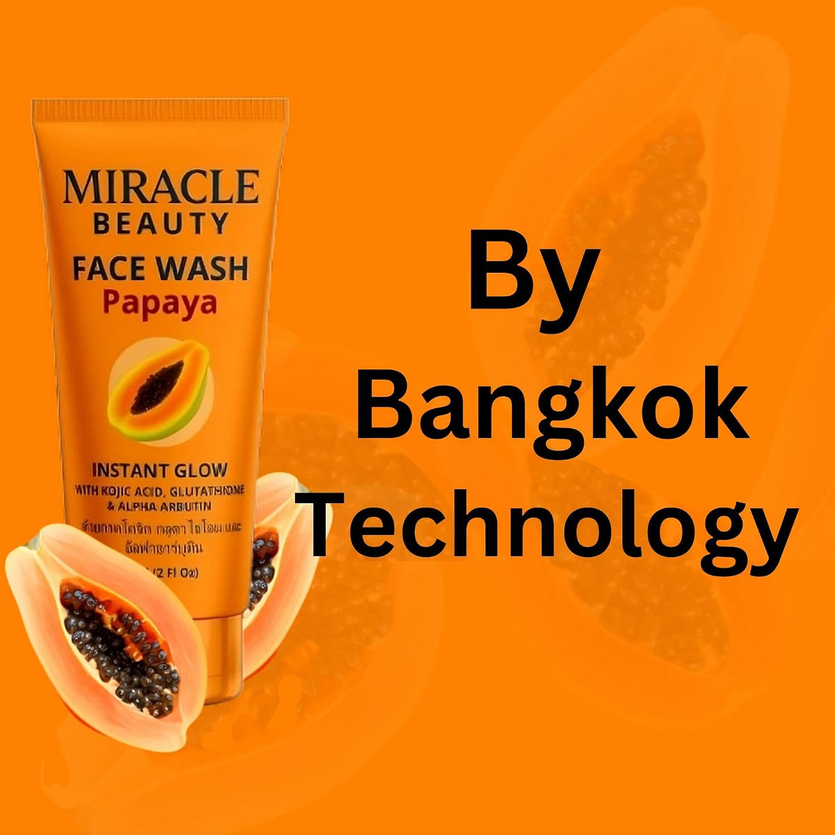 Miracle Beauty papaya Instant Glow wash gel with kojic acid & gluthathion - papaya Instant Glow wash - acne for clear Lovely skin - face cleanser for men