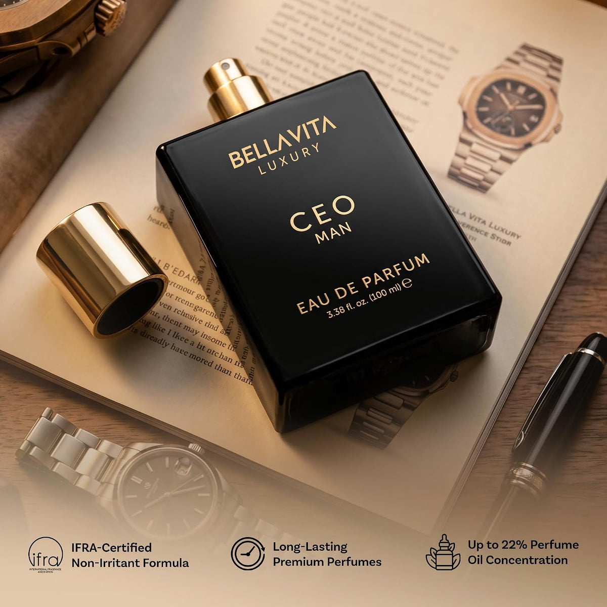 Bella Vita Luxury CEO Man | Long Lasting EDP 100ml | with Lemon, Lavender, Tonka, Mandarin & Vetiver | Premium Fragrance Perfume for Men | Ideal for Every Momen