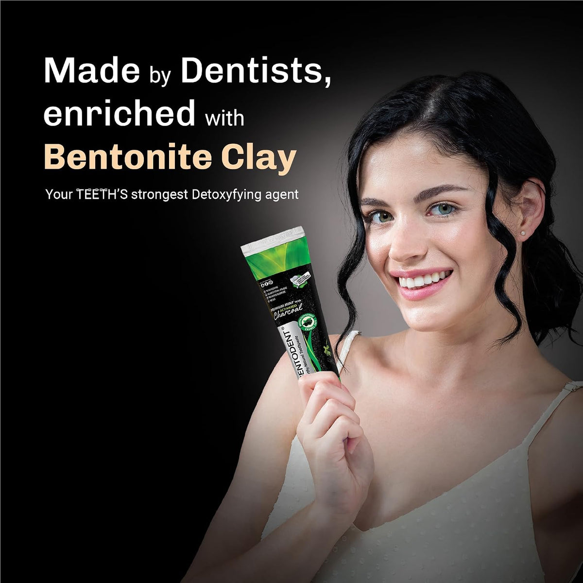 Bentodent Activated Charcoal Whitening Toothpaste With A Soft (Bio Black/or Bio White) Biodegradable Toothbrush, SLS and Fluoride Free, Safe and Certified,Pack