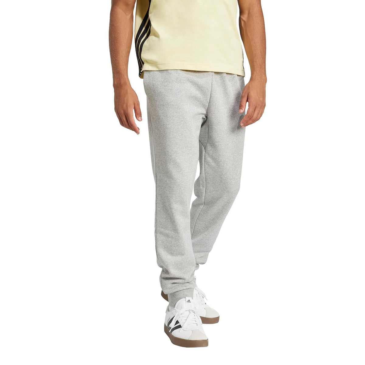adidas Men's Essentials FeelCozy Fleece Pants, Medium Grey Heather/Black, Large Tall