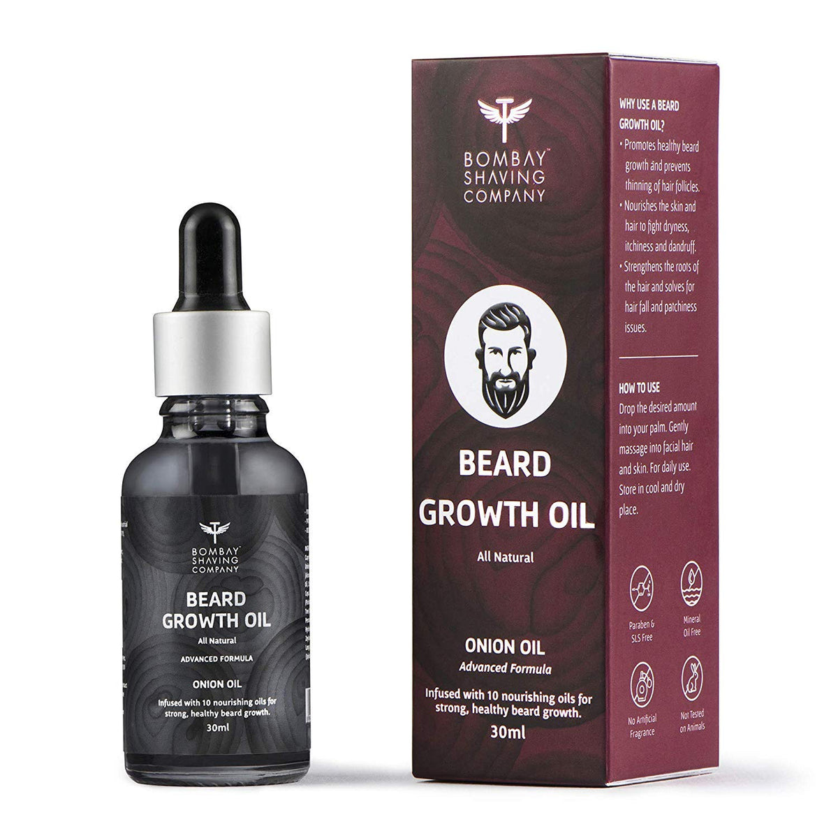 Bombay Shaving Company Beard Growth Onion Oil-10X Nourishing Oils For Stronger, Fluffier & Shinier Beard 30 Ml & Charcoal Face Wash (100G) For Man