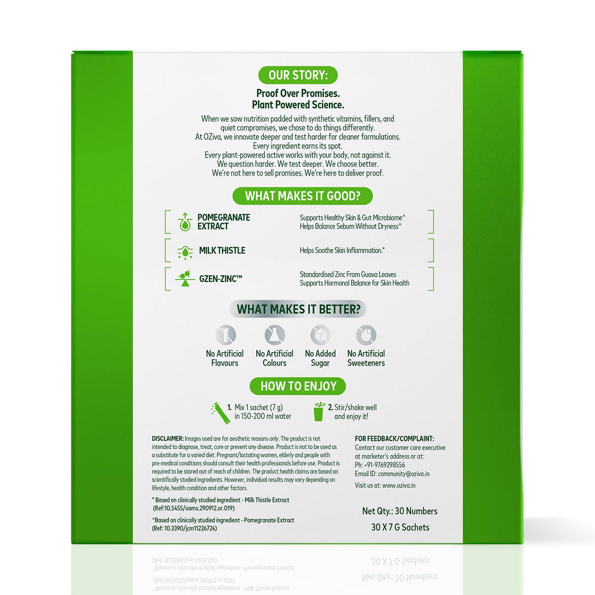 OZiva Acne Care + Milk Thistle | Acne Supplements with Pomegranate Extract for Sebum Balance & Skin Hydration | Soothes Skin Inflammation with Milk Thistle | Bl