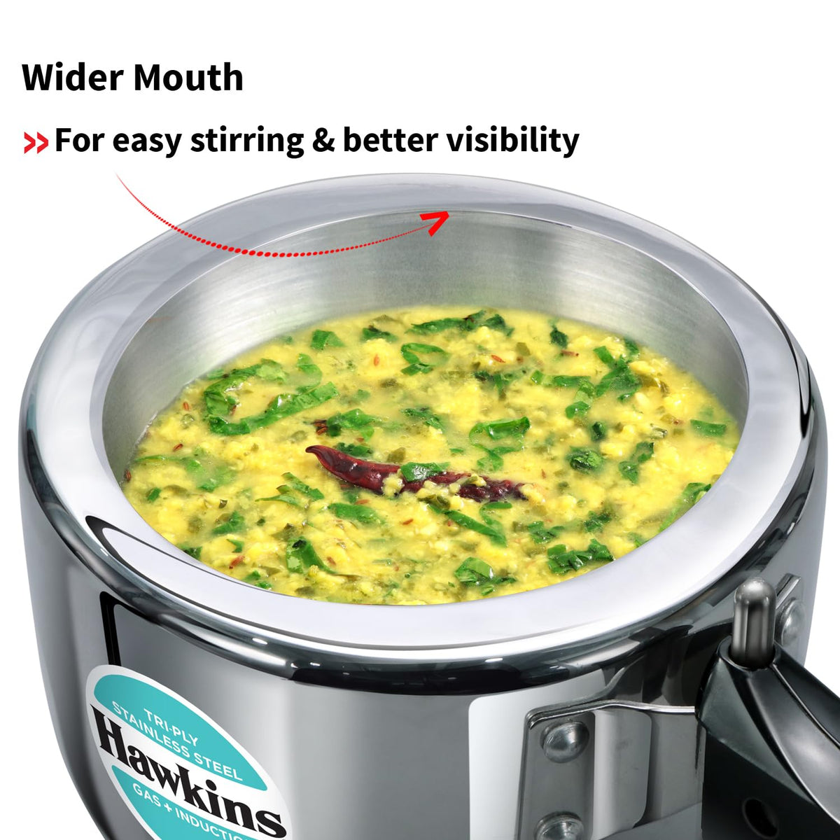 Hawkins 1.5 Litre Triply Stainless Steel Pressure Cooker, Inner Lid Induction Baby Cooker, Silver (HSST15) 1.5 Litres