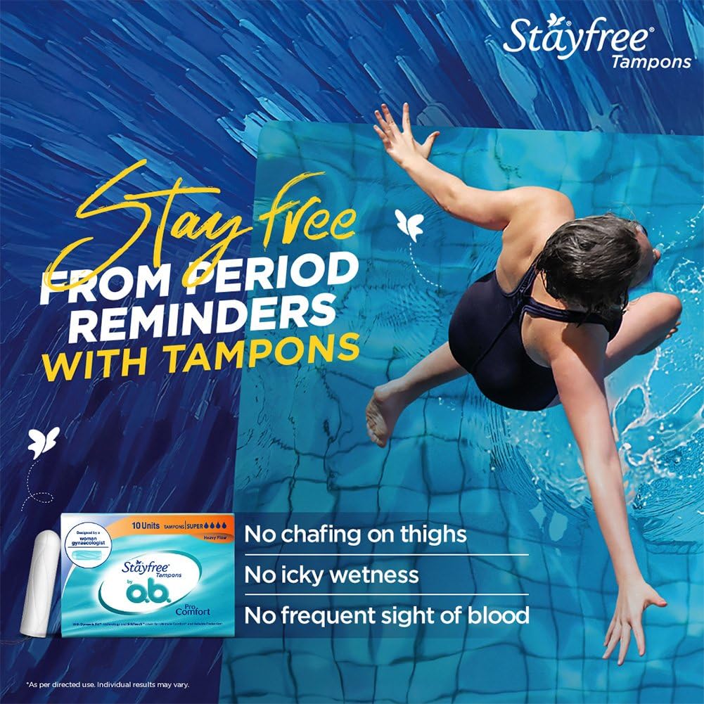Stayfree Tampons by OB Super 10's | Heavy Flow | Dynamic Fit Technology | Rash & Stain free | No skin irritation| Upto 100% leakage protection | Silk touch tech