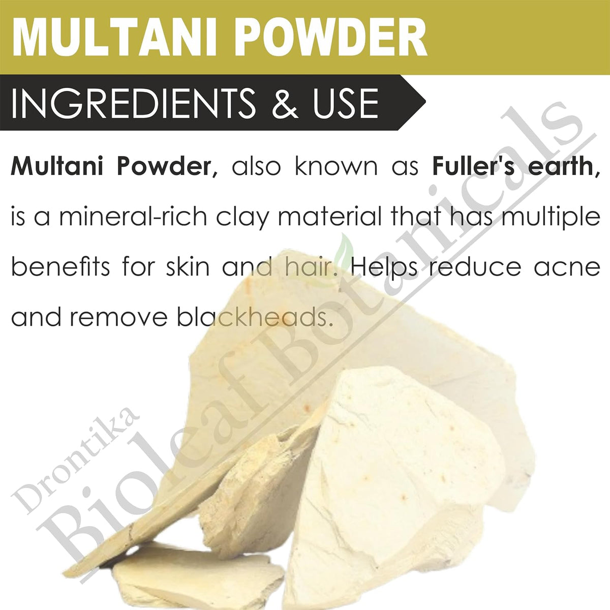 Bioleaf Botanicals Multani Mitti (Fuller’s Earth) | 100% Pure & Natural | For Deep Cleansing, Oil Control & Glowing Skin | Ideal for Face Packs & Acne Care | Ch