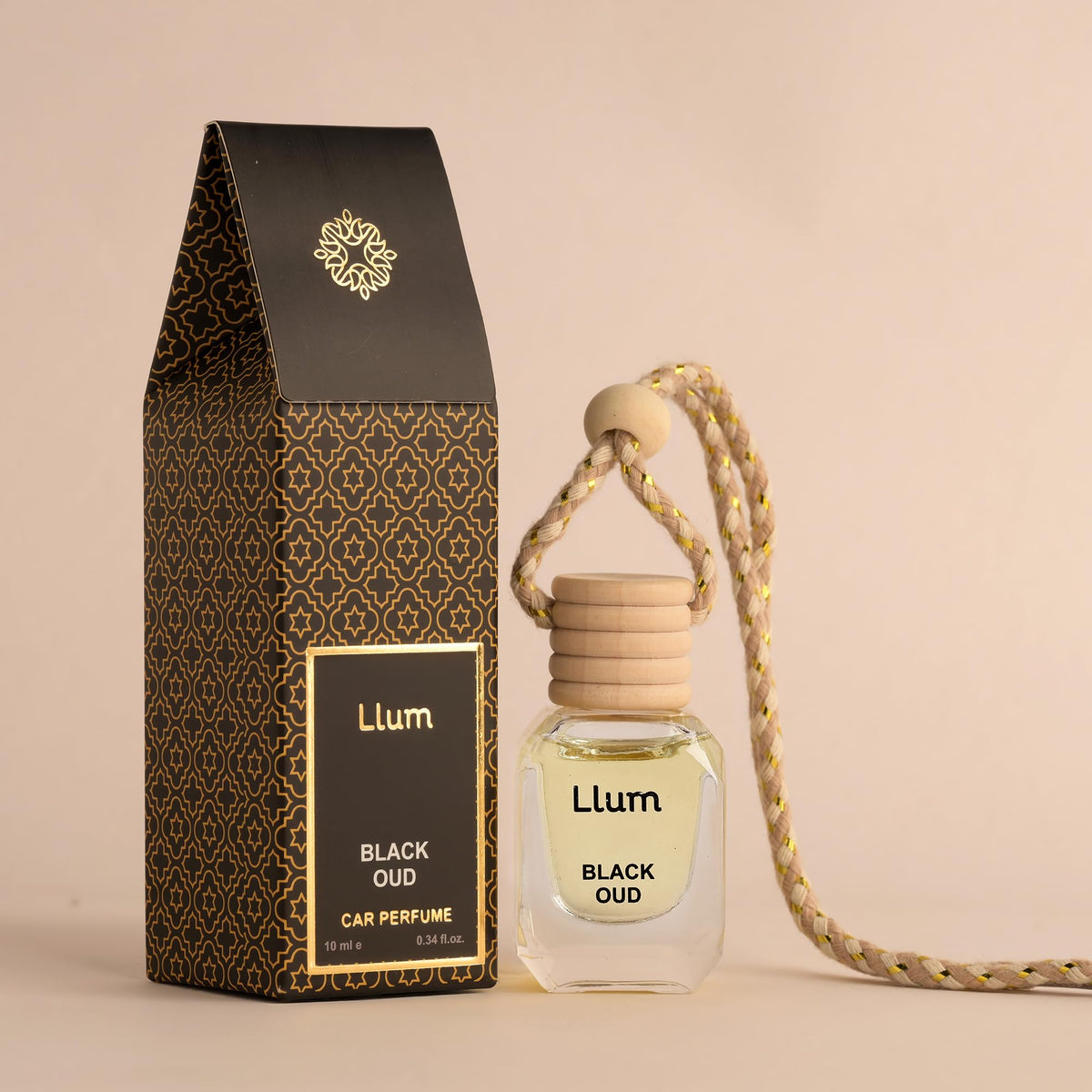 Llum Black Oud Hanging Car Air Freshener (10 ml) - Luxury, Alcohol-Free & Non-Toxic Scent| Premium Interior Perfume Accessory| Fragrance up to 35 Days Without A