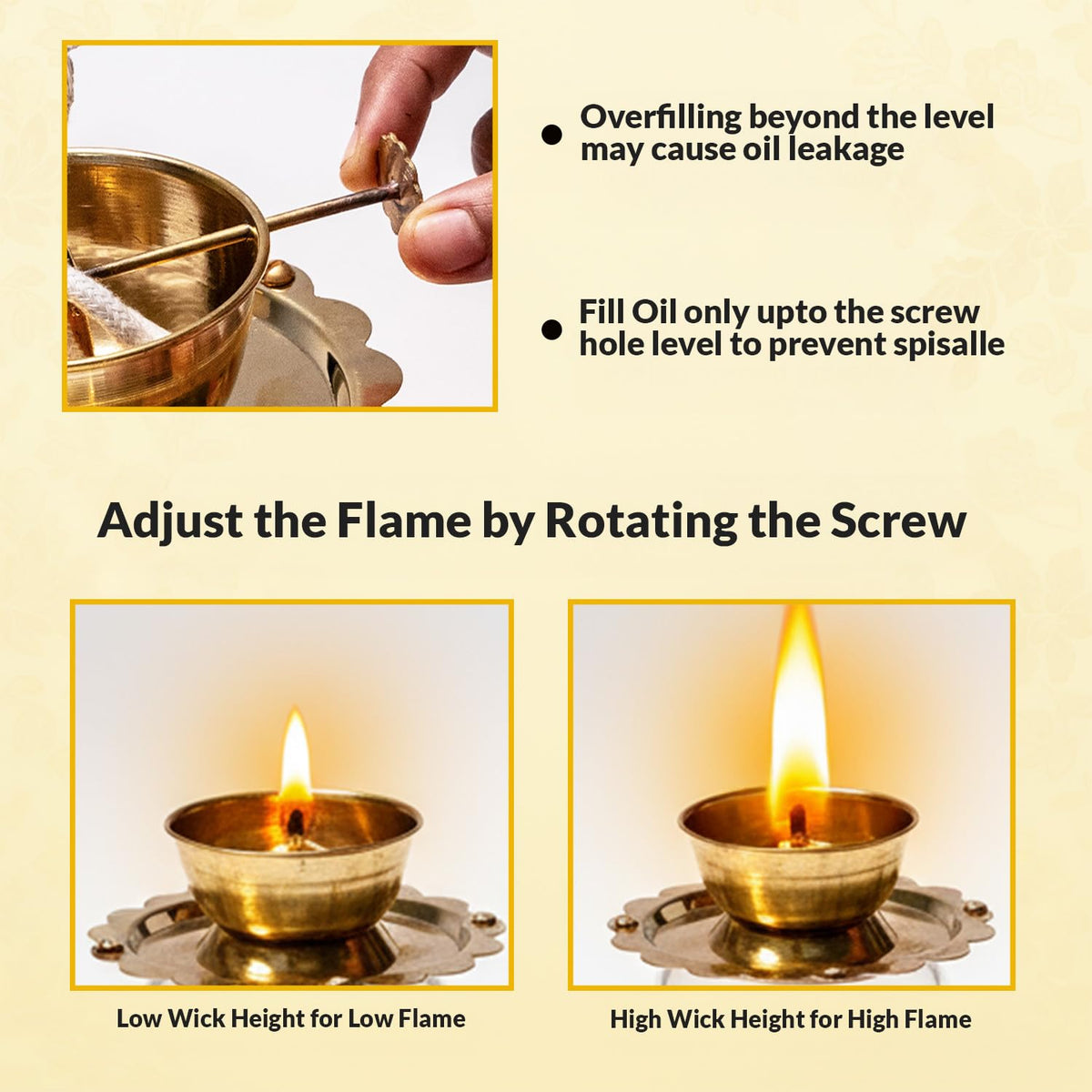 PrettyKrafts 250ml Brass Akhand Jyot Diya with Adjustable Bati Knob, Wick Lifting Screw Lever & Borosilicate Glass Cover (Large Size, 250ml Oil Capacity, Burns