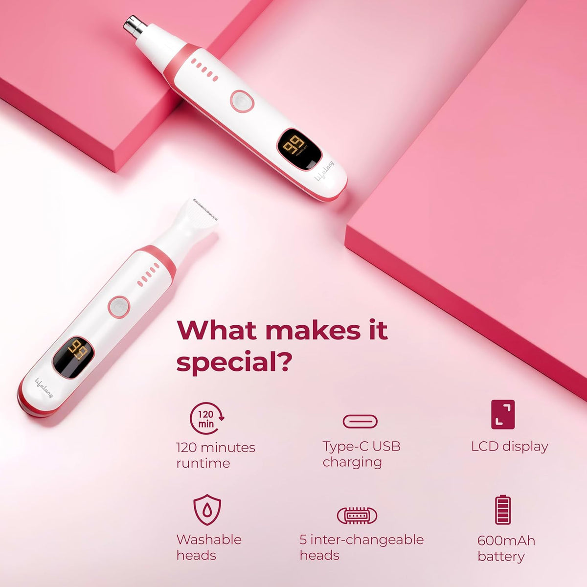 Lifelong Bikini & Full Body Trimmer for Woman | 6in1 Sensitive Painless Intimate Hair Remover Trimmer |Body, Private Parts, Eyebrow, Nose & Facial Hair Removal
