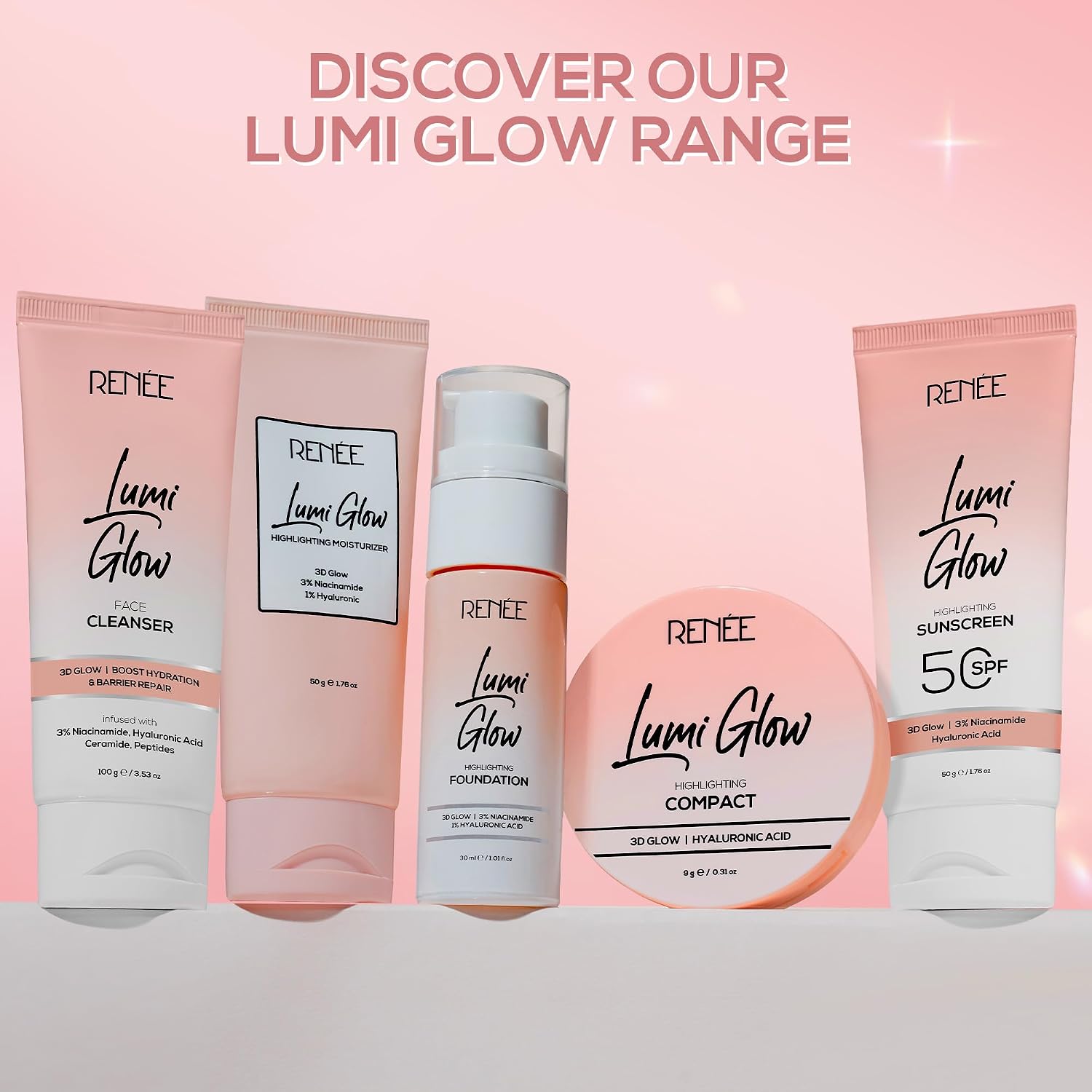 RENEE Lumi Glow Highlighting Moisturizer | Enriched with 3% Niacinamide & 1% Hyaluronic Acid | Non-Sticky | Glowing Skin | 50g