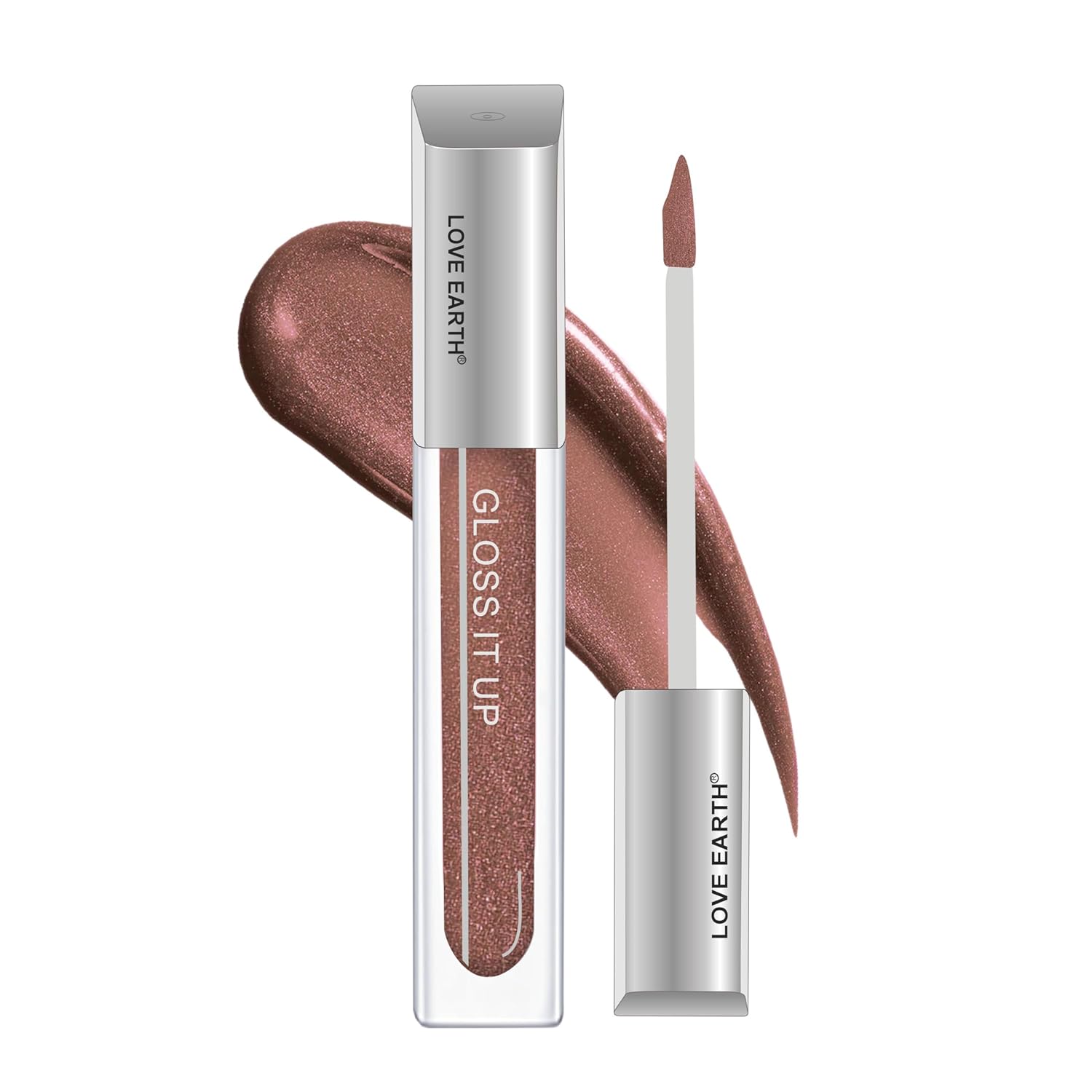 Love Earth Liquid Lip Gloss -Honey Dip For Soft & Dewy Lips Enriched With Vitamin E & Almond Oil |Lip Color For Glossy Look |Lightweight Non Sticky Lip Shiner For Moisturizing Lips 3ml (Brown Glitter)
