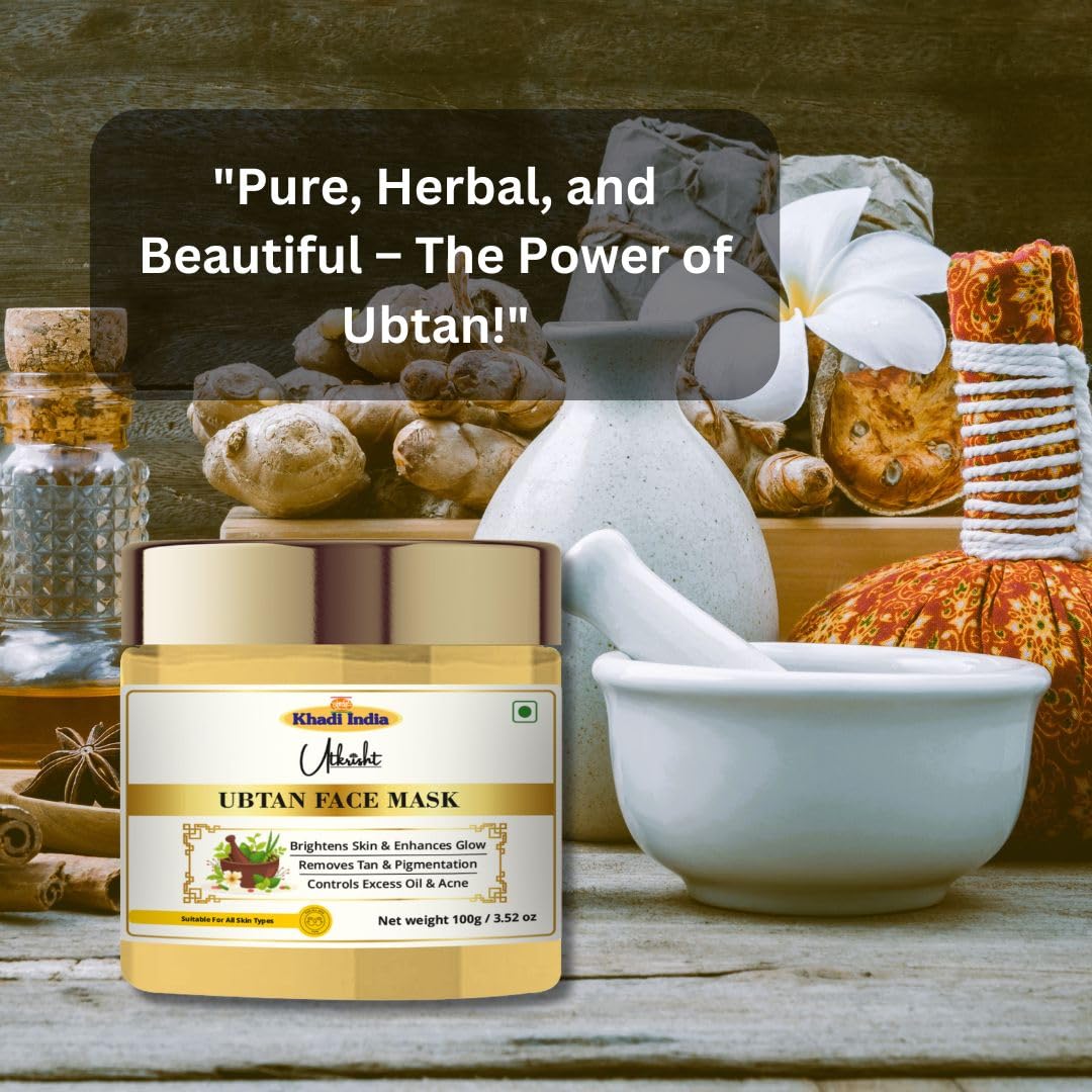 Khadi Ubtan Face Mask 100g | For Breakouts, Tanning & Glowing Skin | With Turmeric, Besan, Rose Water & Sandalwood Powder | Removes Dirt & Impurities | For Men