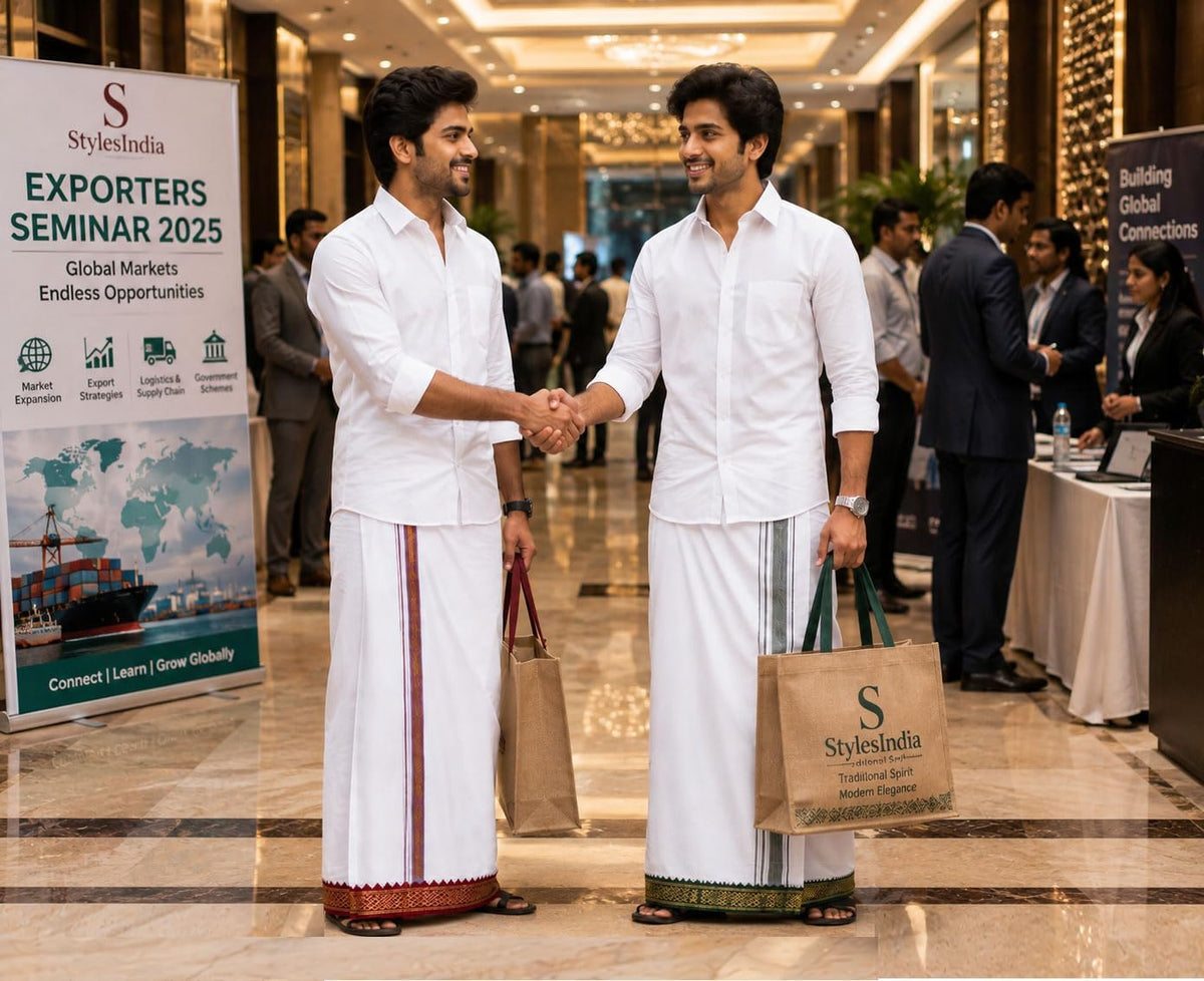 Single Layer Cotton Dhoti 1.8mts Vesti Mundu Ethnic Dress Thalapathy Style Border-White (Pack of 2)