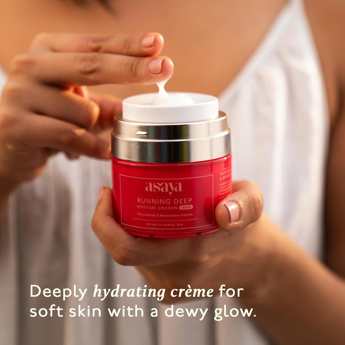 Asaya Moisture Cocoon Creme | Lightweight Moisturizing Cream | Niacinamide, Watermelon & Coconut Water Extract | Soothes, Firms & Adds Glow | Non-Sticky | For D