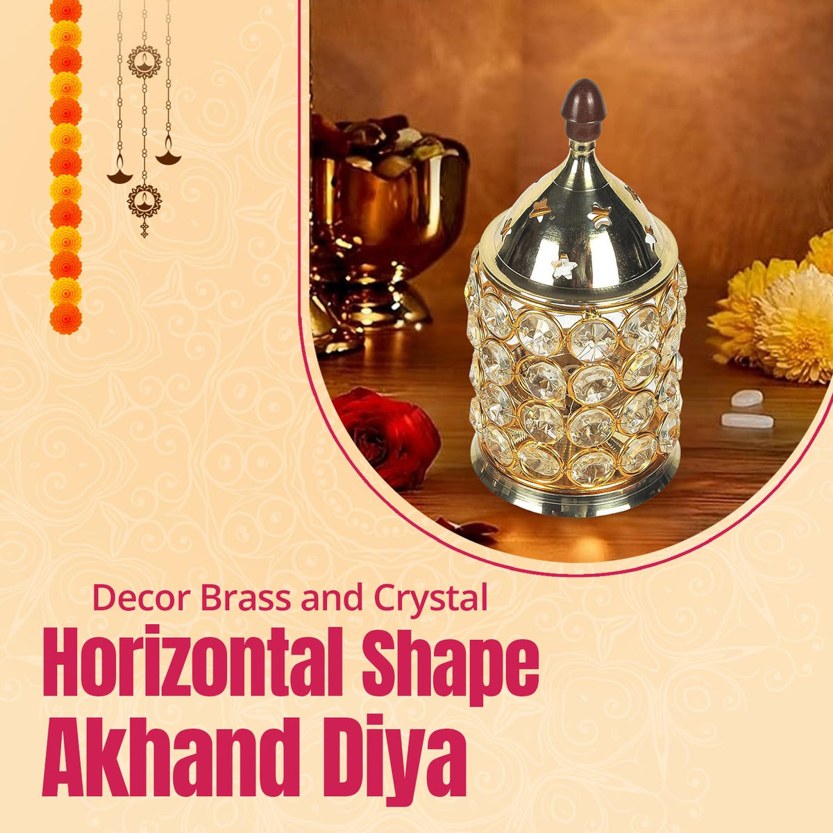 Klassic 4.5 Inch Swastik Akhand Diya with Borosilicate Glass Shade | Pure Brass Oil Lamp for Mandir, Daily Puja, Pooja Room, Diwali, Prayer, Wick Holder Festive