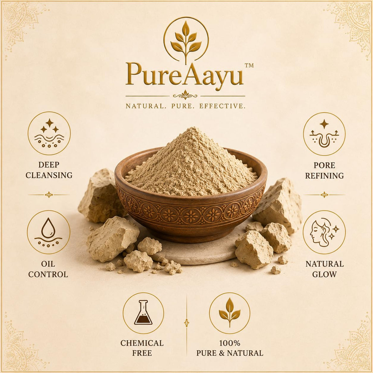 Multani Mitti Powder, Natural Fuller’s Earth Clay for Face, Hair & Skin, 250g
