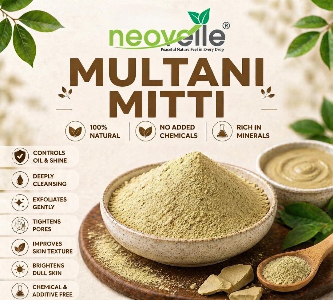 100% Natural Multani Mitti powder for Exfoliating, Soothing, Nourishing, Skin and Hair Fuller's Earth, Bentonite Clay | 200gm - PACK OF 5 200 g (Pack of 5)