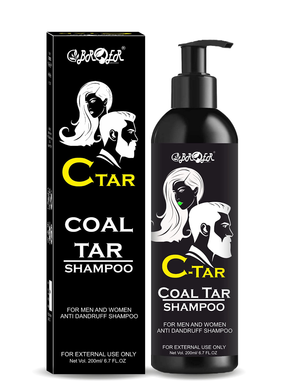 BROER C Coal Tar Shampoo 200Ml | Anti-Dandruff With Salicylic Acid 2% W/W | Sulphate and Paraben Free Scalp Treatment 200 ml (Pack of 1)