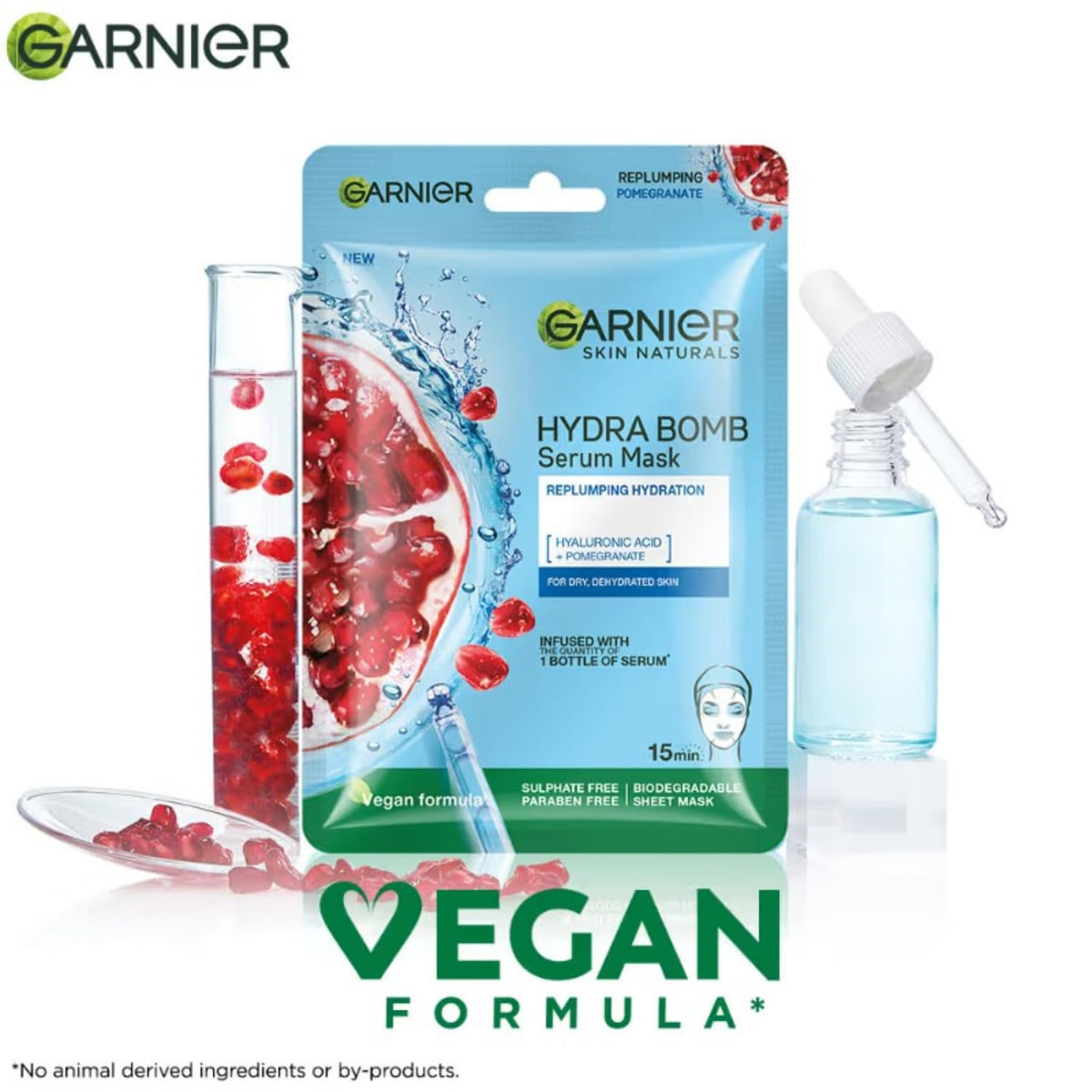 Garnier Skin Naturals, Face Serum Sheet Mask, Pack of 5 (Light Complete, Sakura, Blue, Green Tea, Charcoal)