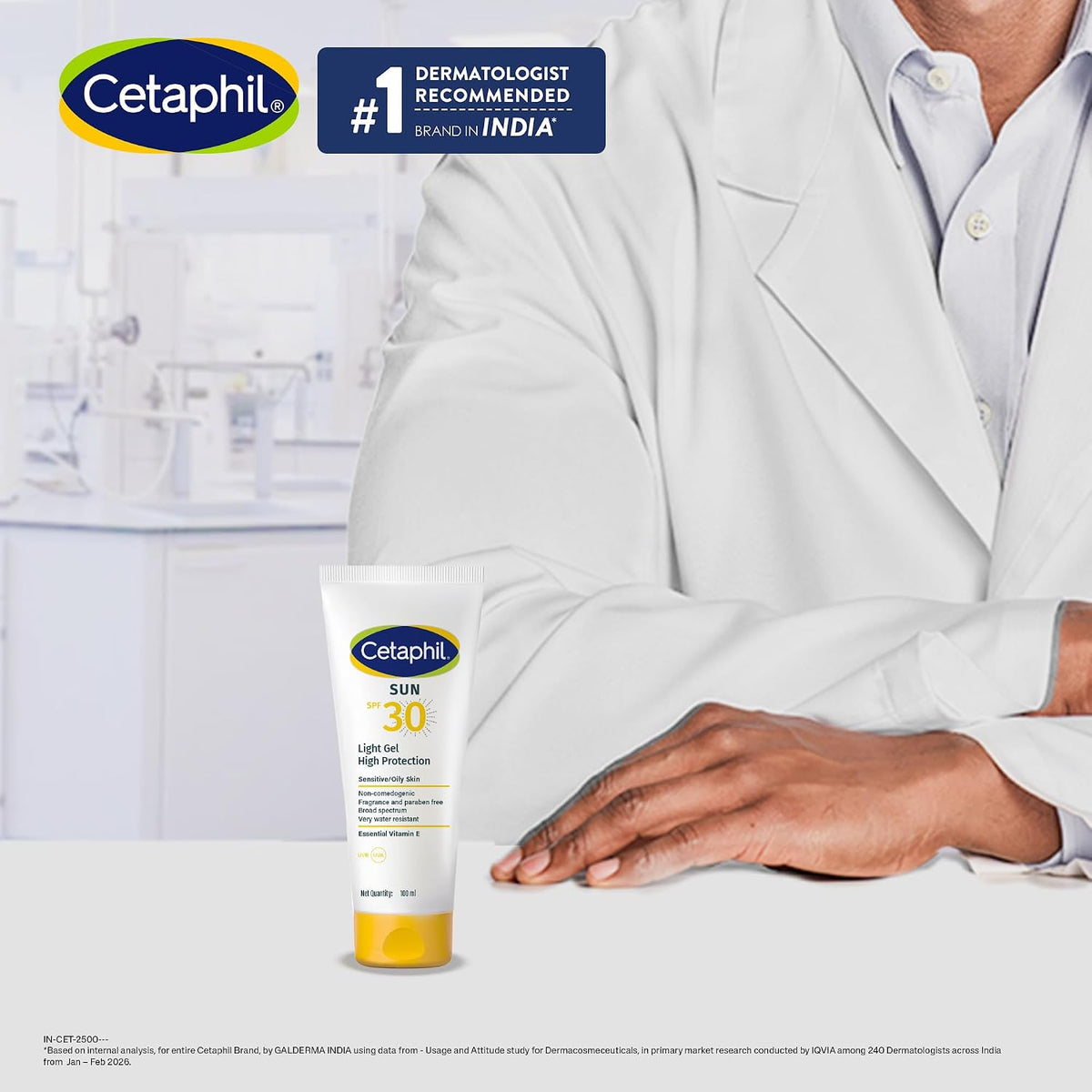 Cetaphil Sun Spf 30 Sunscreen Gel, White, Hydrate & Nourish With Chemical Free Sun Protection,100 ml